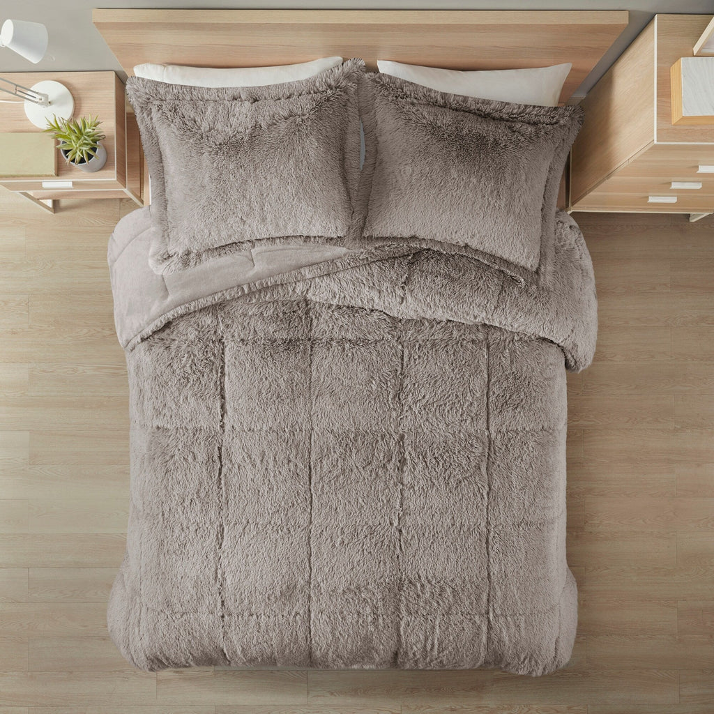 Ensemble de mini-couette à poils longs Leena au design intelligent