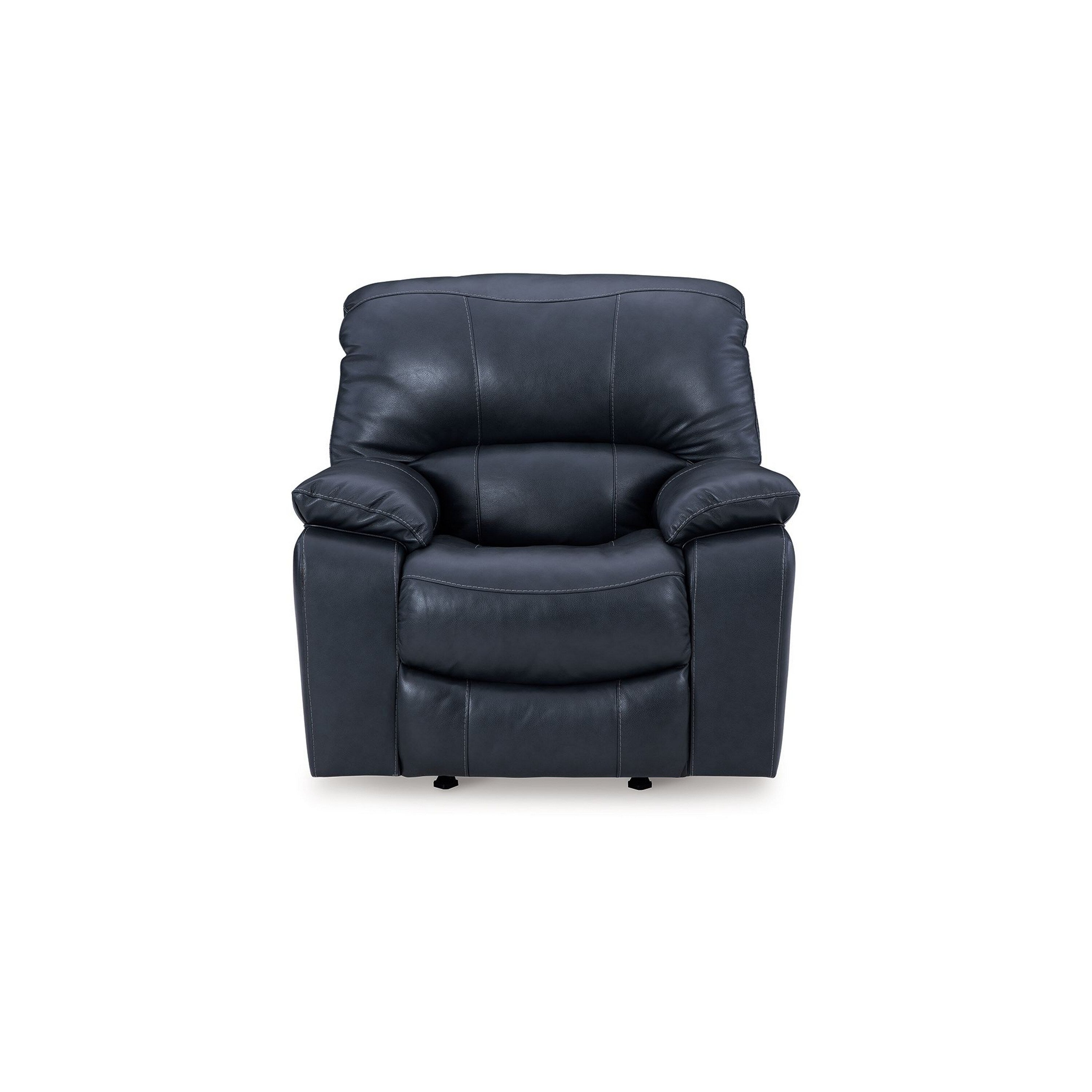 Fauteuil inclinable à bascule électrique Leesa, cuir bleu océan souple, port USB