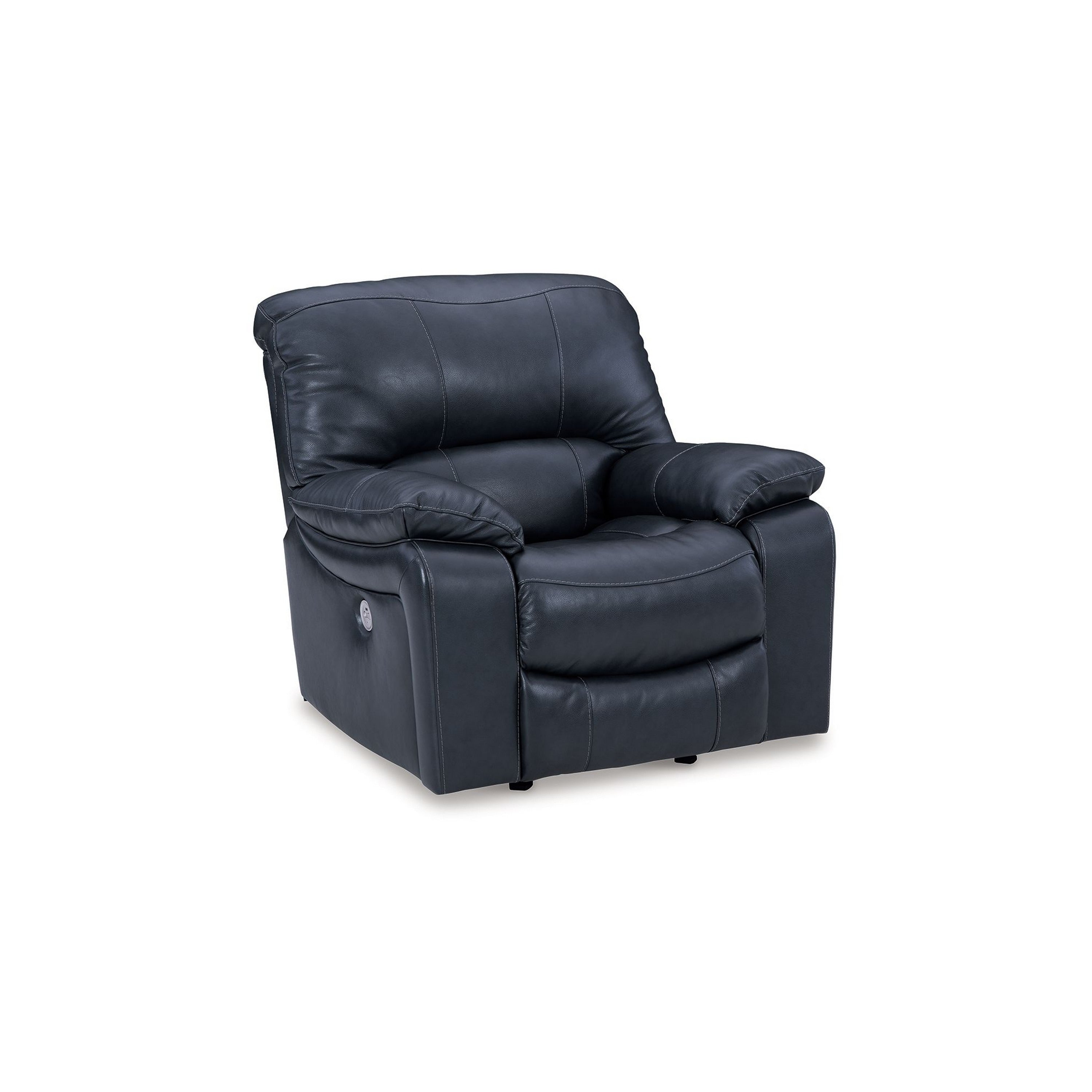 Fauteuil inclinable à bascule électrique Leesa, cuir bleu océan souple, port USB