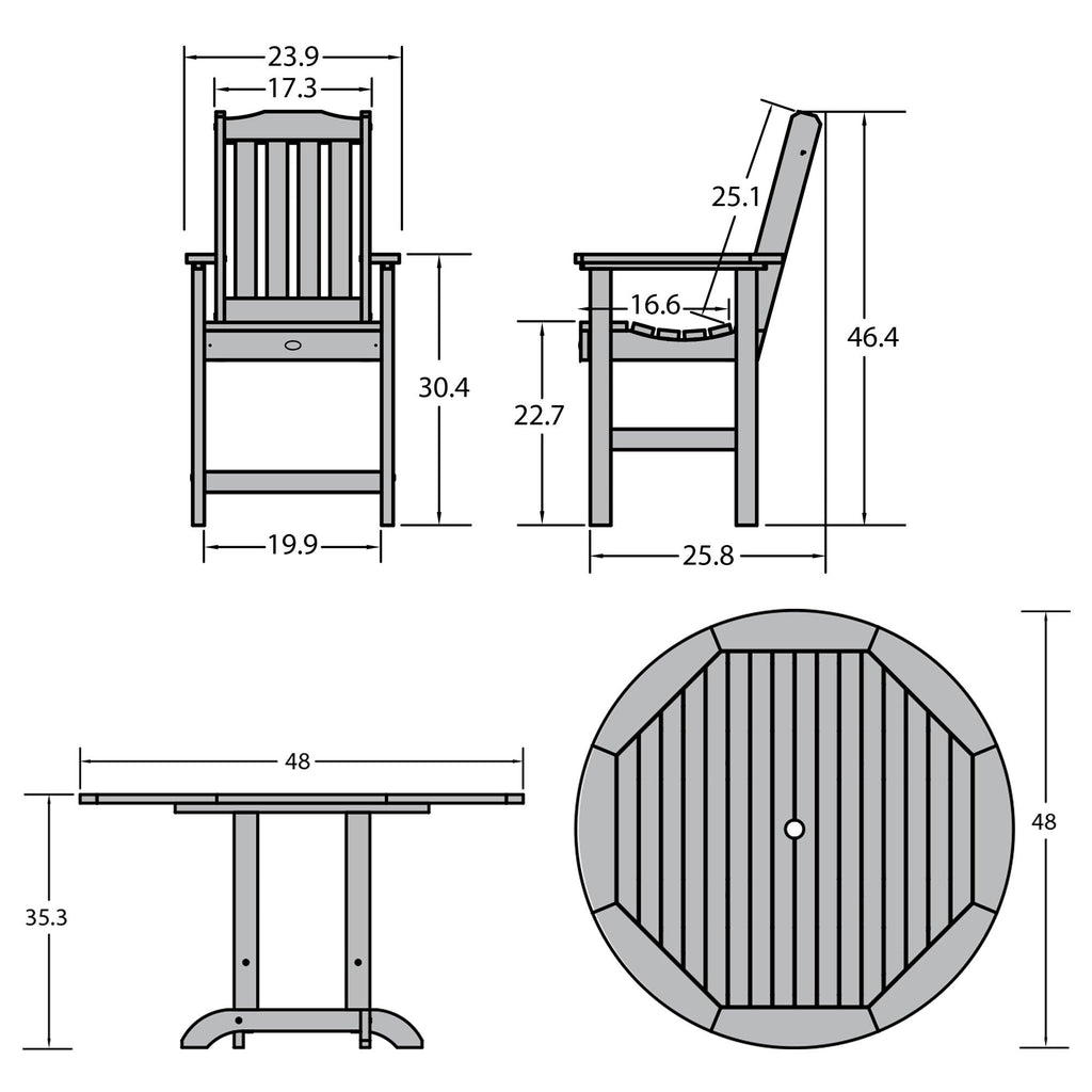 Ensemble de salle à manger d'extérieur Lehigh 5 pièces - Table ronde 48 po, hauteur comptoir
