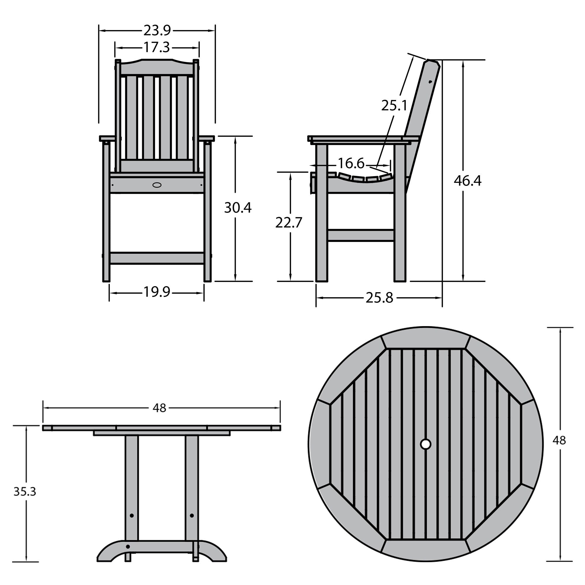 Ensemble de salle à manger d'extérieur Lehigh 5 pièces - Table ronde 48 po, hauteur comptoir