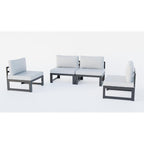 Ensemble de canapés sectionnels sans accoudoirs LeisureMod Chelsea 4 pièces avec coussins pour patio, porche, jardin