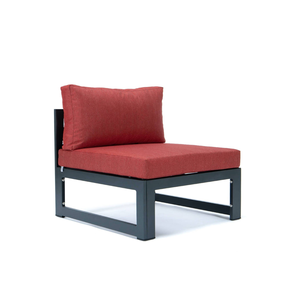 Ensemble de canapés sectionnels sans accoudoirs LeisureMod Chelsea 4 pièces avec coussins pour patio, porche, jardin