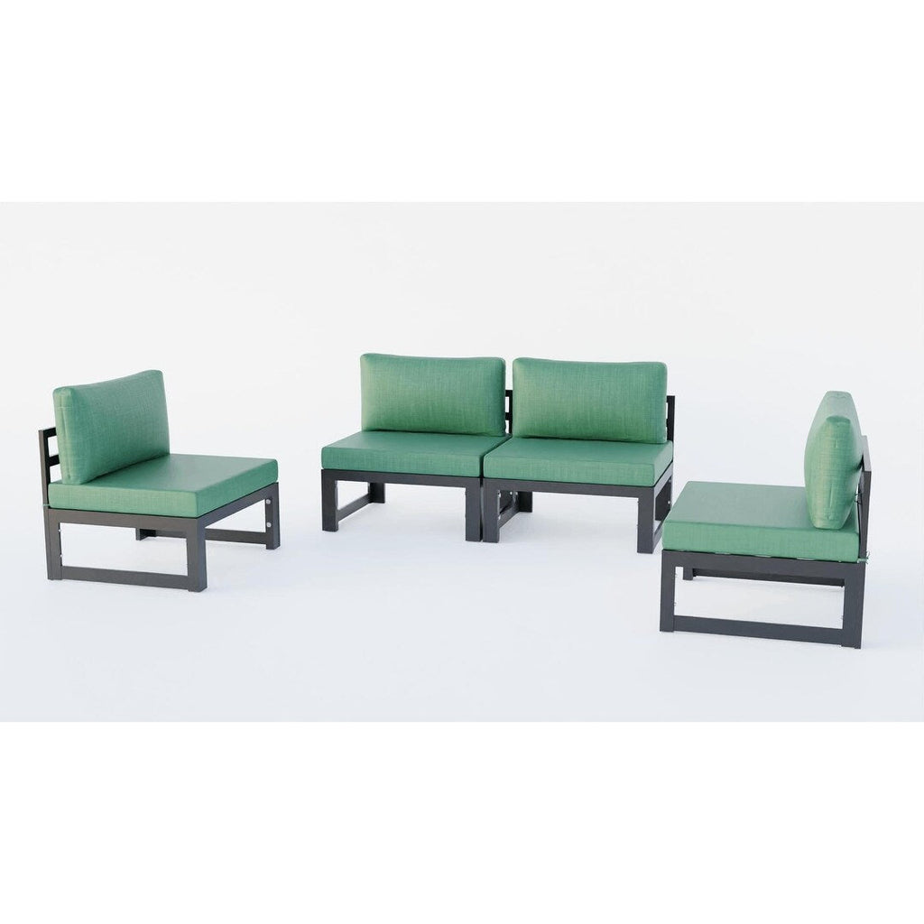 Ensemble de canapés sectionnels sans accoudoirs LeisureMod Chelsea 4 pièces avec coussins pour patio, porche, jardin