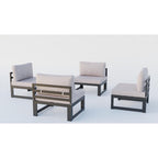 Ensemble de canapés sectionnels sans accoudoirs LeisureMod Chelsea 4 pièces avec coussins pour patio, porche, jardin