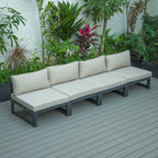 Ensemble de canapés sectionnels sans accoudoirs LeisureMod Chelsea 4 pièces avec coussins pour patio, porche, jardin