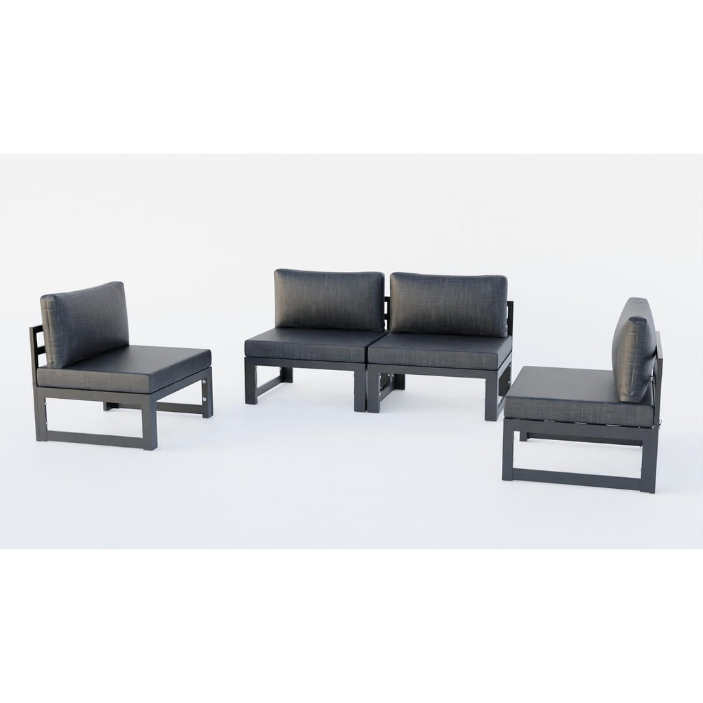 Ensemble de canapés sectionnels sans accoudoirs LeisureMod Chelsea 4 pièces avec coussins pour patio, porche, jardin