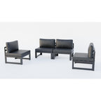 Ensemble de canapés sectionnels sans accoudoirs LeisureMod Chelsea 4 pièces avec coussins pour patio, porche, jardin