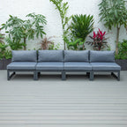 Ensemble de canapés sectionnels sans accoudoirs LeisureMod Chelsea 4 pièces avec coussins pour patio, porche, jardin
