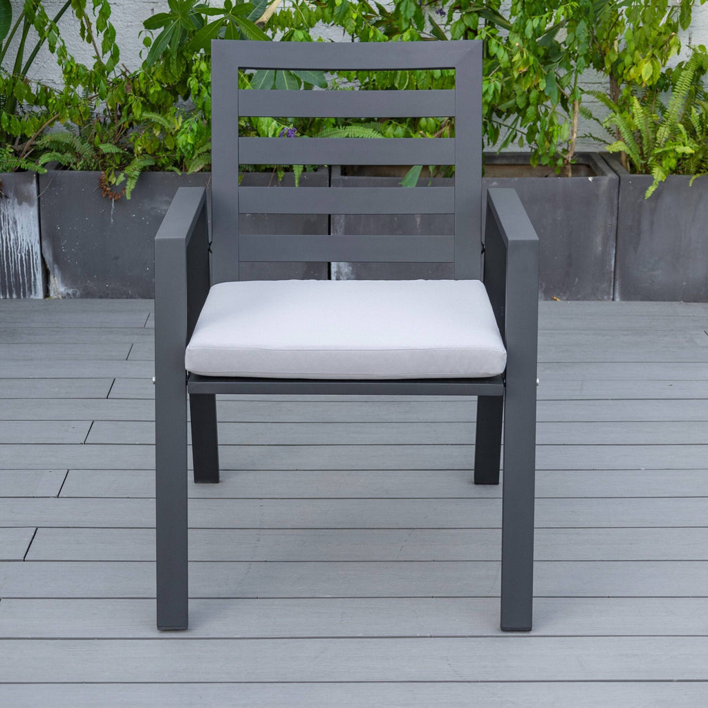 Ensemble de salle à manger d'extérieur 9 pièces en aluminium noir, série Chelsea par LeisureMod