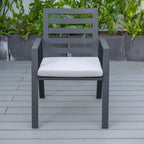 Ensemble de salle à manger d'extérieur 9 pièces en aluminium noir, série Chelsea par LeisureMod