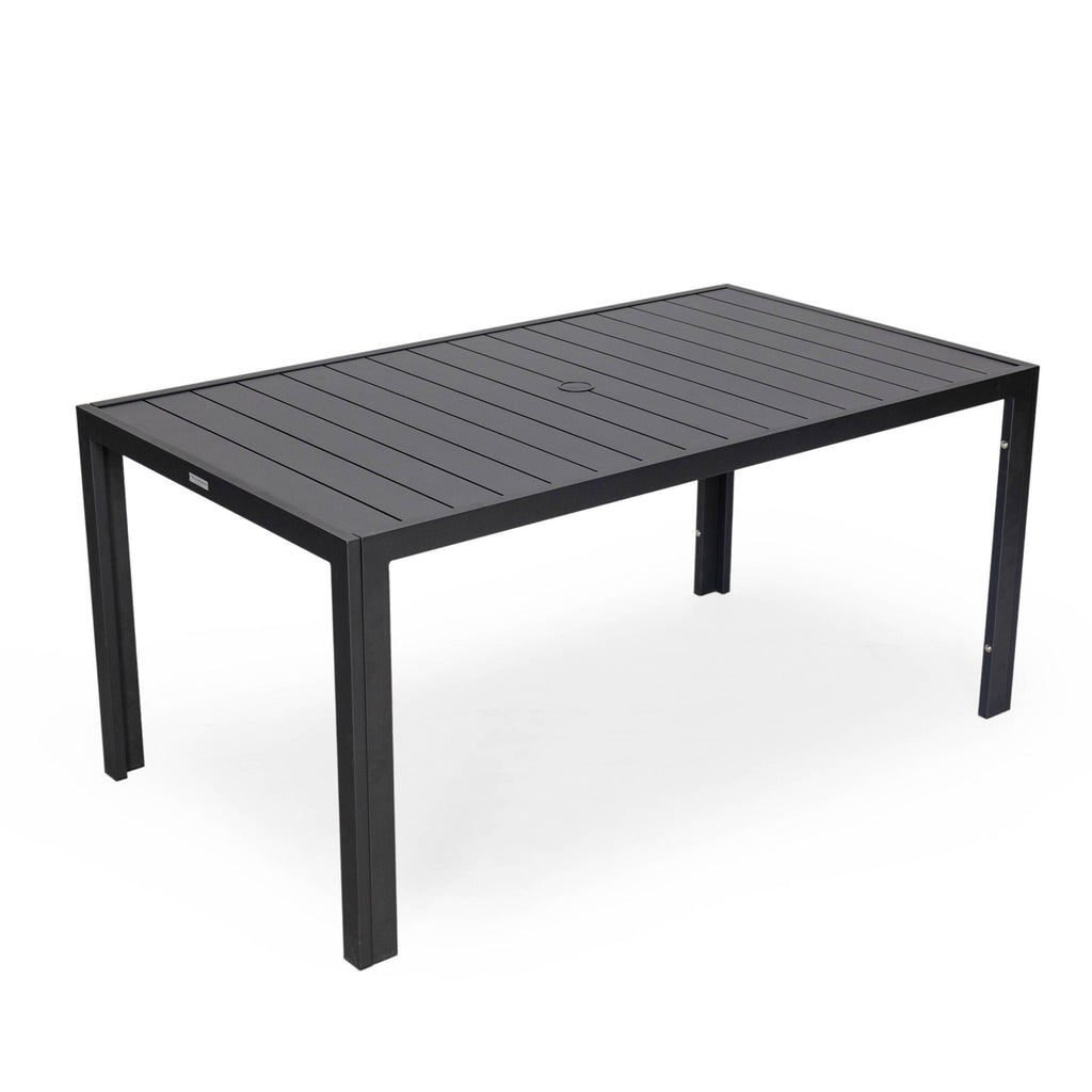 Ensemble de salle à manger d'extérieur 9 pièces en aluminium noir, série Chelsea par LeisureMod