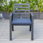 Ensemble de salle à manger d'extérieur 9 pièces en aluminium noir, série Chelsea par LeisureMod