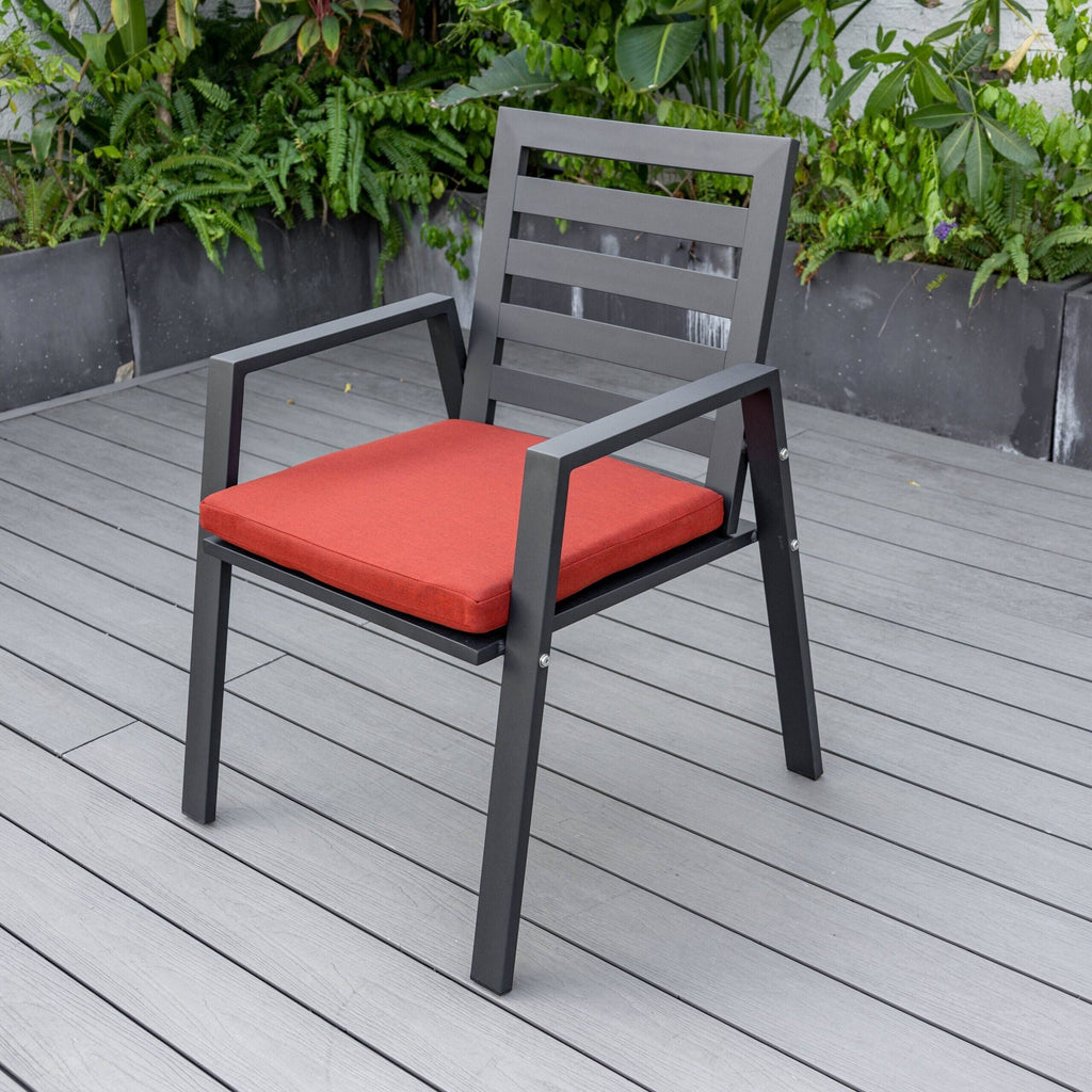 Ensemble de salle à manger d'extérieur 9 pièces en aluminium noir, série Chelsea par LeisureMod