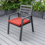 Ensemble de salle à manger d'extérieur 9 pièces en aluminium noir, série Chelsea par LeisureMod