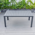 Ensemble de salle à manger d'extérieur 9 pièces en aluminium noir, série Chelsea par LeisureMod