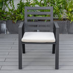Ensemble de salle à manger d'extérieur 9 pièces en aluminium noir, série Chelsea par LeisureMod