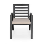 Ensemble de salle à manger d'extérieur 9 pièces en aluminium noir, série Chelsea par LeisureMod