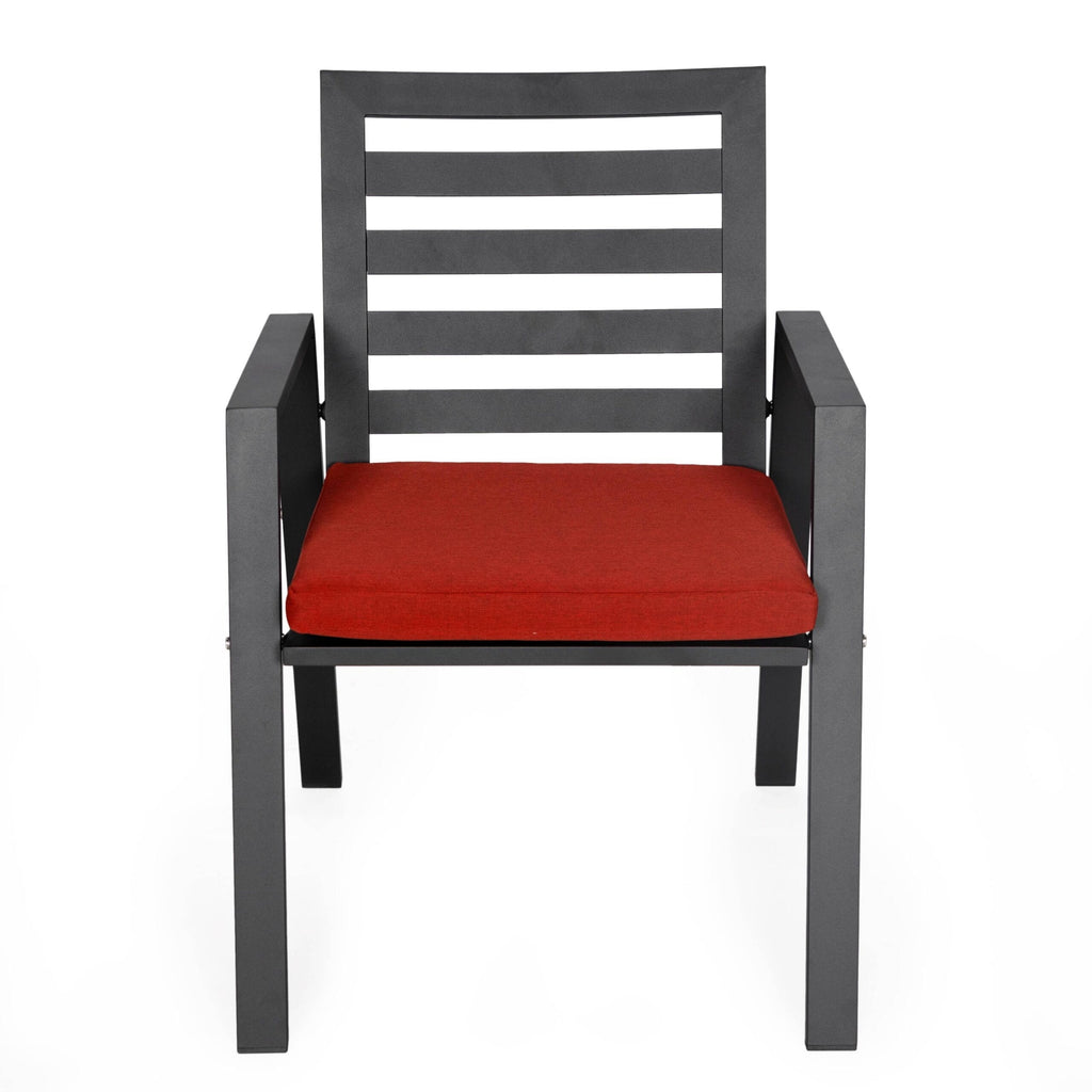 Ensemble de salle à manger d'extérieur 9 pièces en aluminium noir, série Chelsea par LeisureMod
