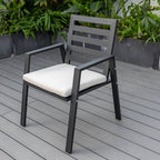 Ensemble de salle à manger d'extérieur 9 pièces en aluminium noir, série Chelsea par LeisureMod
