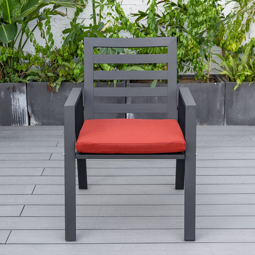 Ensemble de salle à manger d'extérieur 9 pièces en aluminium noir, série Chelsea par LeisureMod