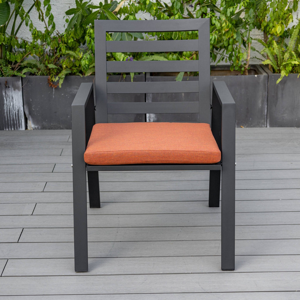 Ensemble de salle à manger d'extérieur 9 pièces en aluminium noir, série Chelsea par LeisureMod