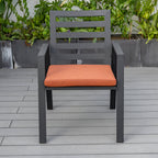 Ensemble de salle à manger d'extérieur 9 pièces en aluminium noir, série Chelsea par LeisureMod