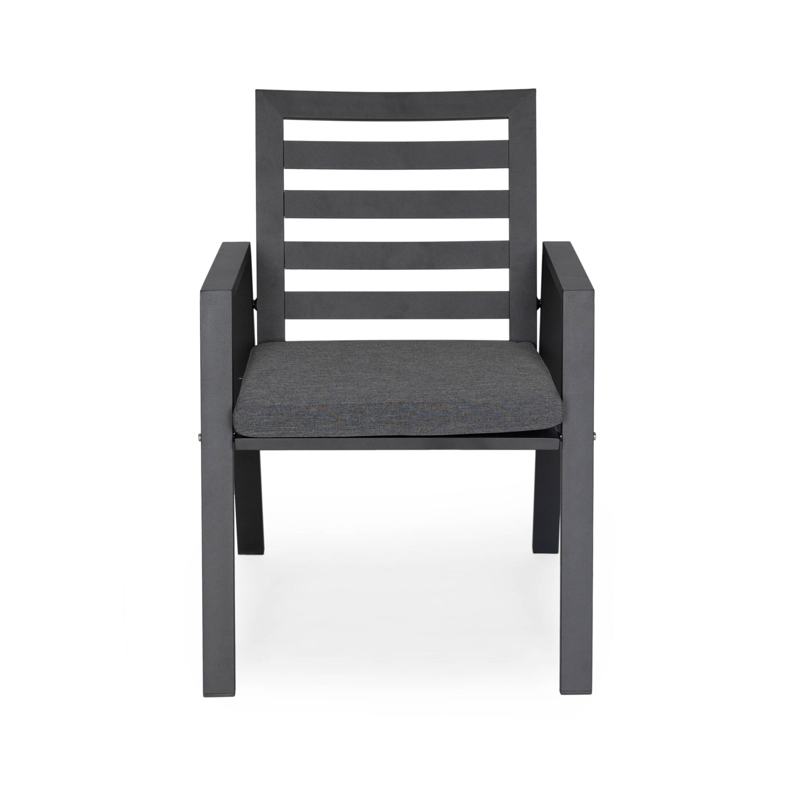 Ensemble de salle à manger d'extérieur 9 pièces en aluminium noir, série Chelsea par LeisureMod
