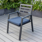 Ensemble de salle à manger d'extérieur 9 pièces en aluminium noir, série Chelsea par LeisureMod