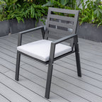 Ensemble de salle à manger d'extérieur 9 pièces en aluminium noir, série Chelsea par LeisureMod