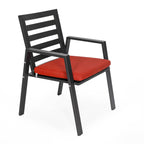 Ensemble de salle à manger d'extérieur 9 pièces en aluminium noir, série Chelsea par LeisureMod