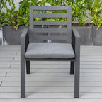 Ensemble de salle à manger d'extérieur 9 pièces en aluminium noir, série Chelsea par LeisureMod