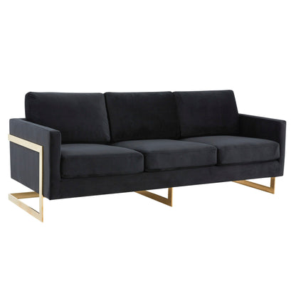 Canapé Lincoln moderne en velours rembourré avec cadre doré - 83