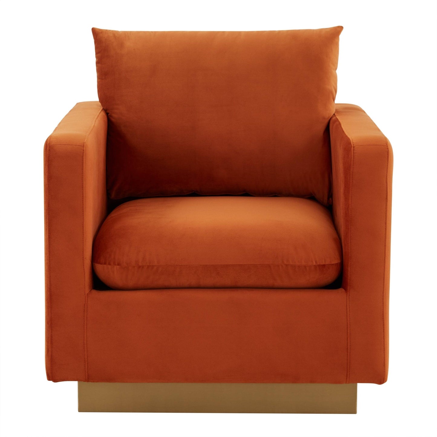Canapé 1 place moderne en velours Nervo, fauteuil d'appoint avec base carrée en acier inoxydable doré pour salon et chambre - 32,67