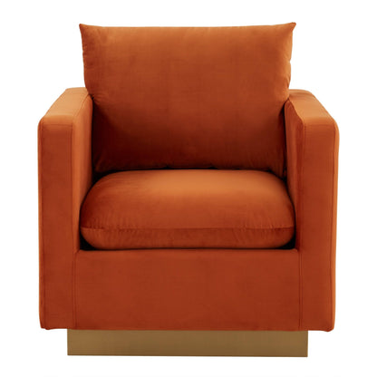 Canapé 1 place moderne en velours Nervo, fauteuil d'appoint avec base carrée en acier inoxydable doré pour salon et chambre - 32,67