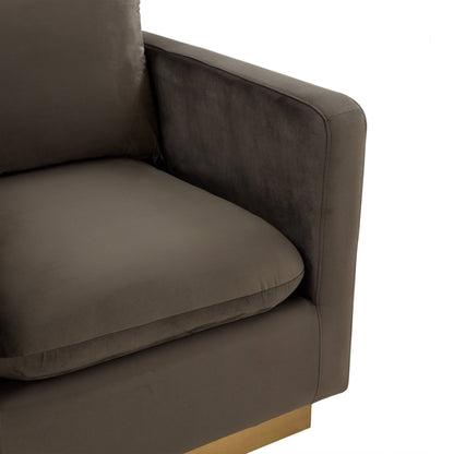 Canapé 1 place moderne en velours Nervo, fauteuil d'appoint avec base carrée en acier inoxydable doré pour salon et chambre - 32,67