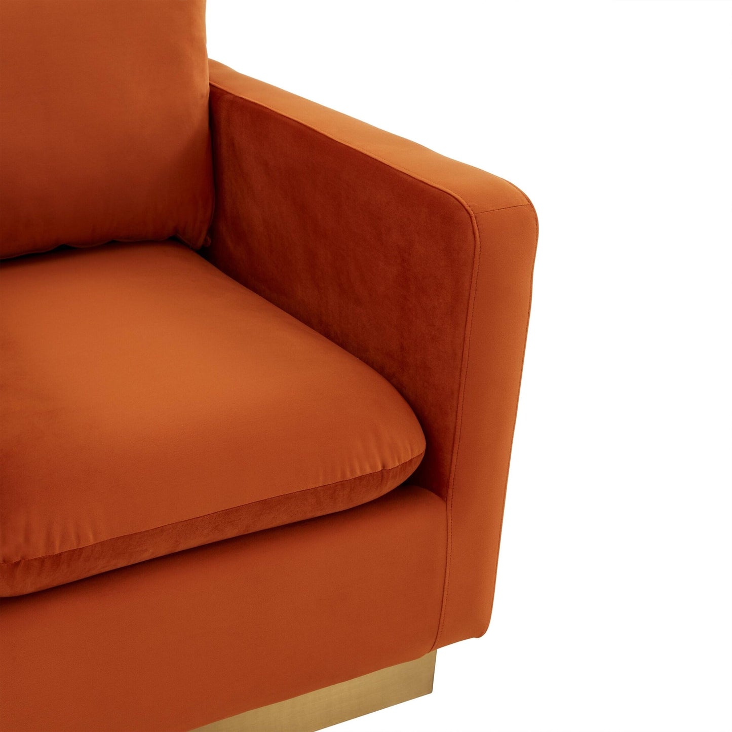 Canapé 1 place moderne en velours Nervo, fauteuil d'appoint avec base carrée en acier inoxydable doré pour salon et chambre - 32,67