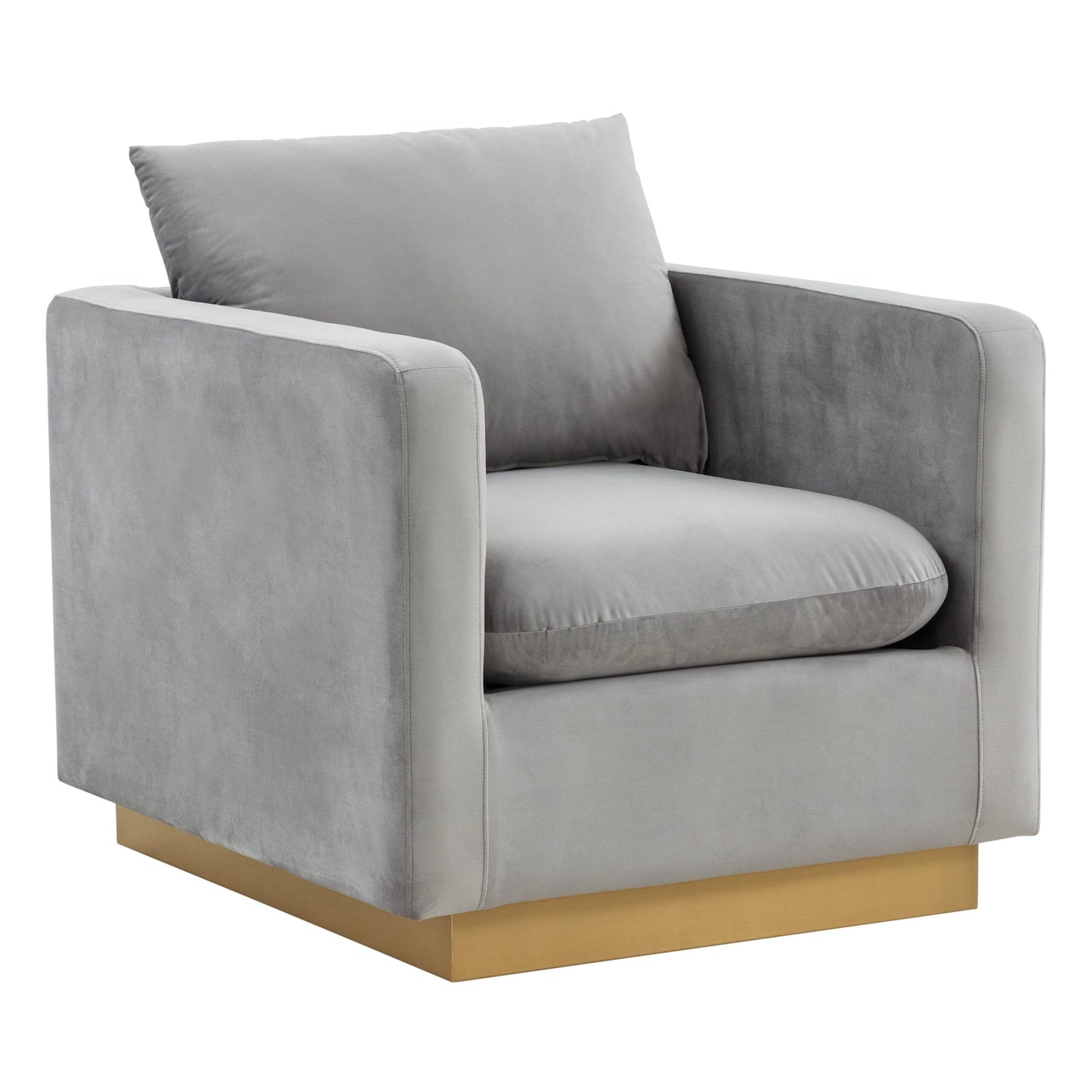 Canapé 1 place moderne en velours Nervo, fauteuil d'appoint avec base carrée en acier inoxydable doré pour salon et chambre - 32,67