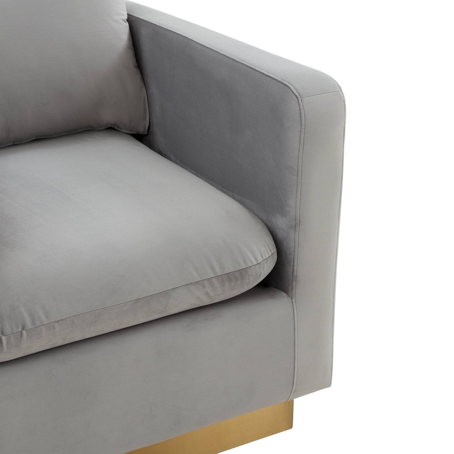 Canapé 1 place moderne en velours Nervo, fauteuil d'appoint avec base carrée en acier inoxydable doré pour salon et chambre - 32,67