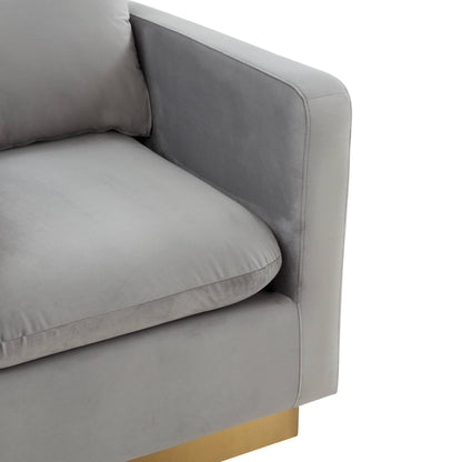 Canapé 1 place moderne en velours Nervo, fauteuil d'appoint avec base carrée en acier inoxydable doré pour salon et chambre - 32,67
