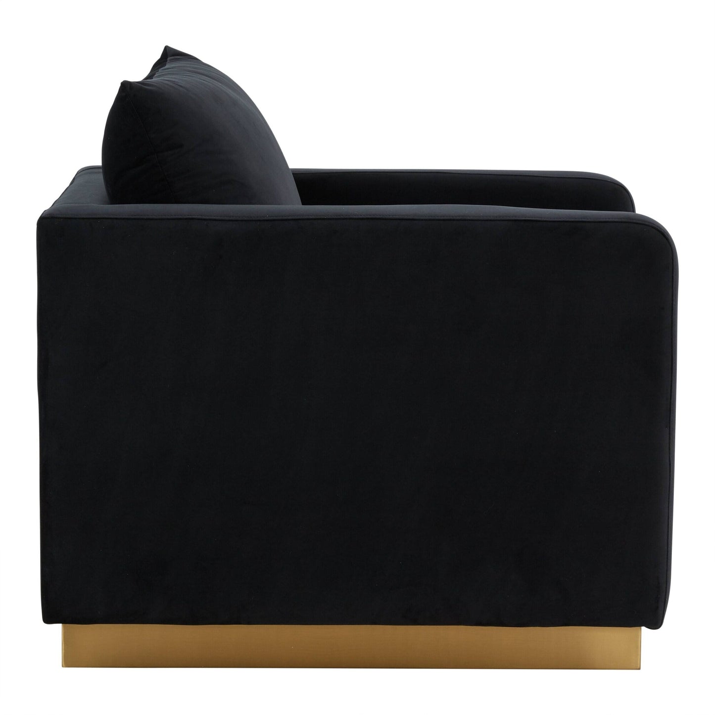 Canapé 1 place moderne en velours Nervo, fauteuil d'appoint avec base carrée en acier inoxydable doré pour salon et chambre - 32,67