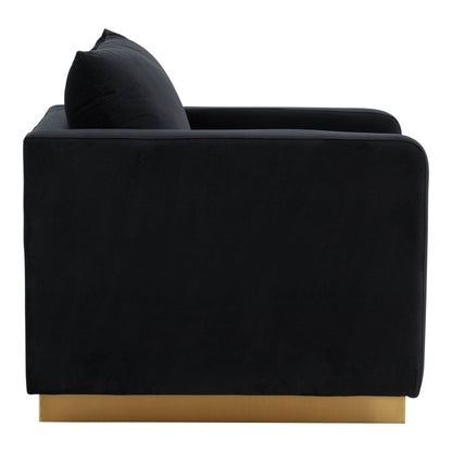 Canapé 1 place moderne en velours Nervo, fauteuil d'appoint avec base carrée en acier inoxydable doré pour salon et chambre - 32,67