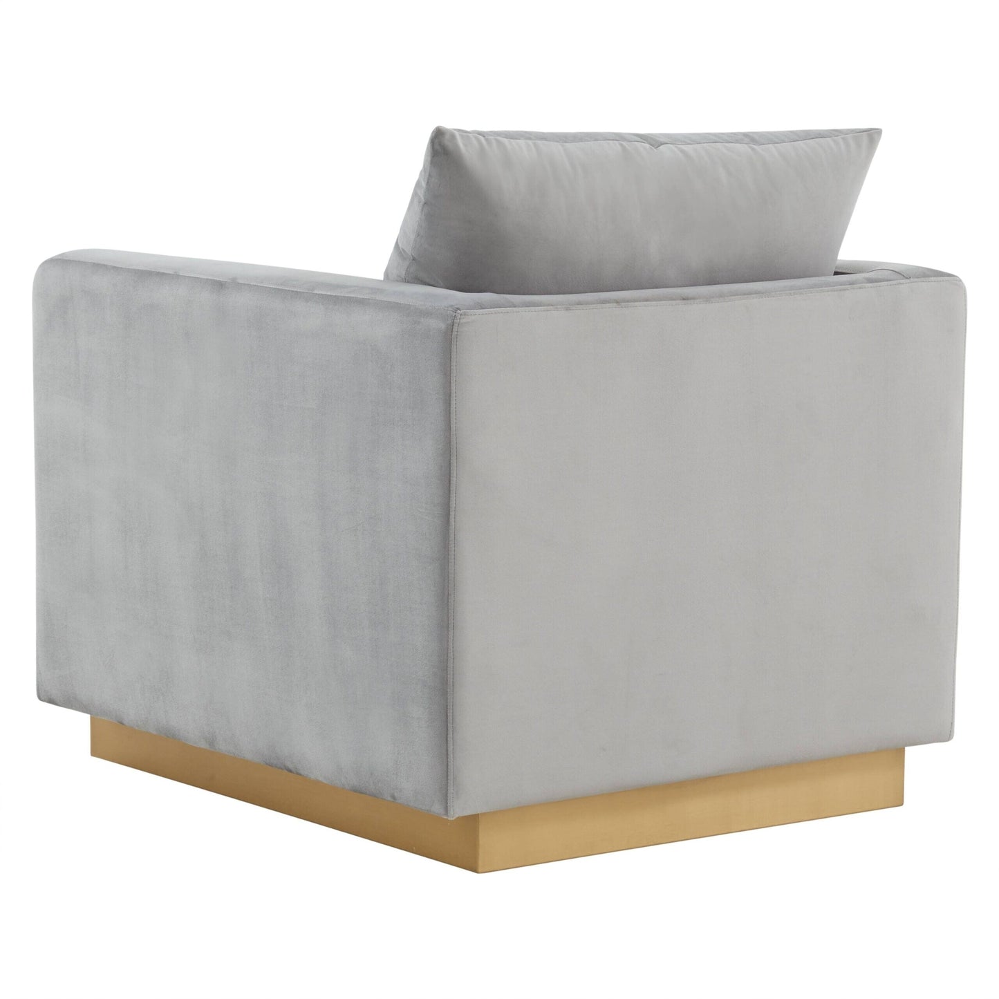 Canapé 1 place moderne en velours Nervo, fauteuil d'appoint avec base carrée en acier inoxydable doré pour salon et chambre - 32,67