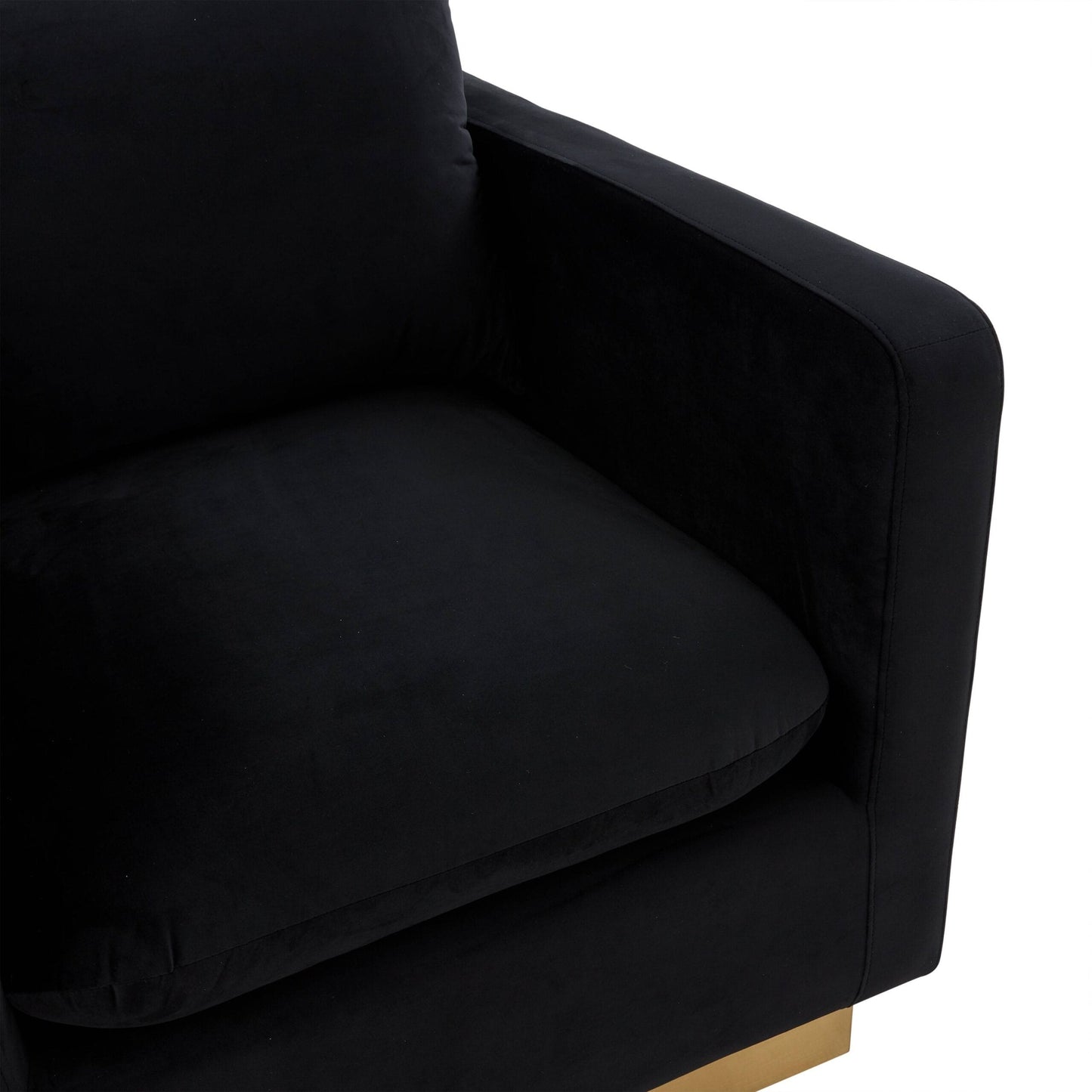 Canapé 1 place moderne en velours Nervo, fauteuil d'appoint avec base carrée en acier inoxydable doré pour salon et chambre - 32,67