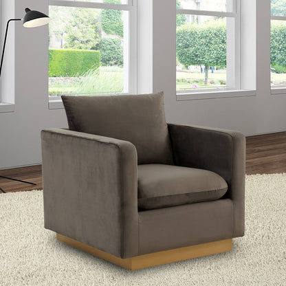 Canapé 1 place moderne en velours Nervo, fauteuil d'appoint avec base carrée en acier inoxydable doré pour salon et chambre - 32,67
