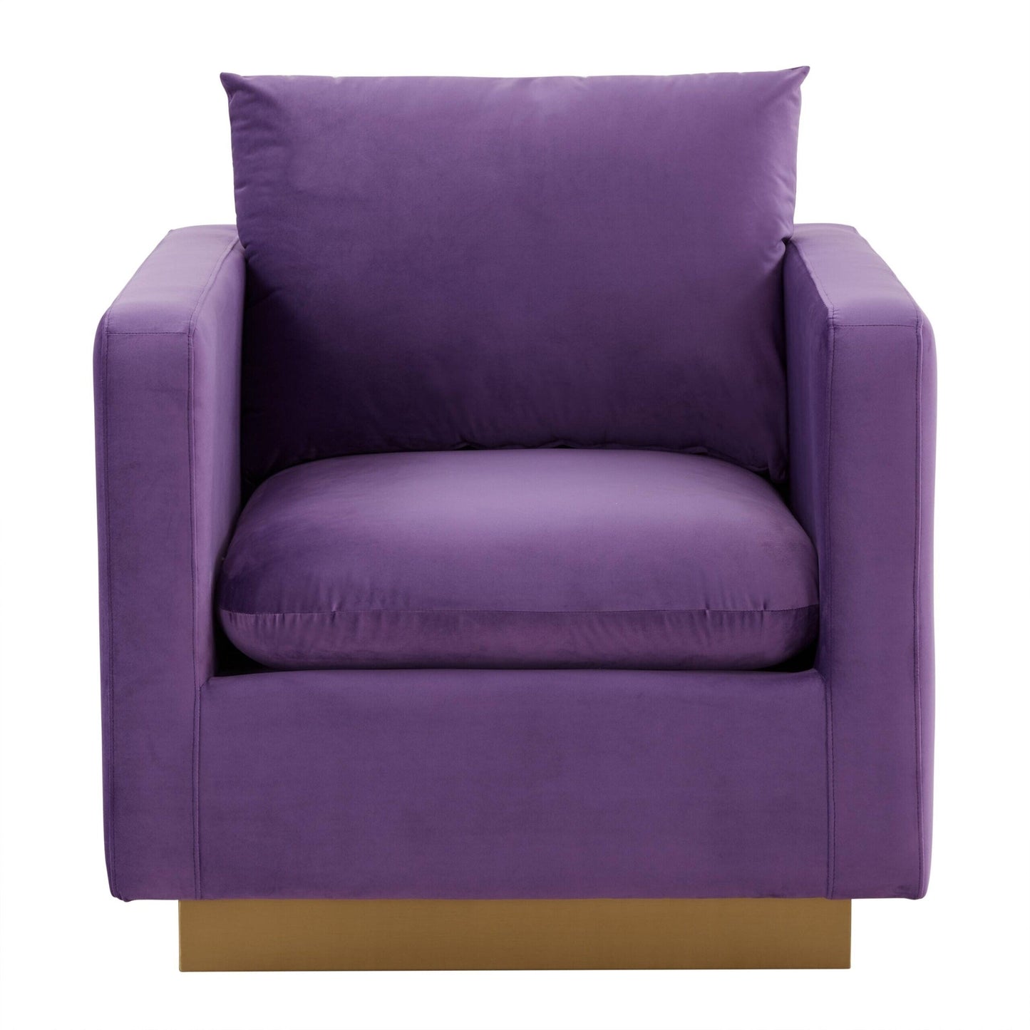 Canapé 1 place moderne en velours Nervo, fauteuil d'appoint avec base carrée en acier inoxydable doré pour salon et chambre - 32,67