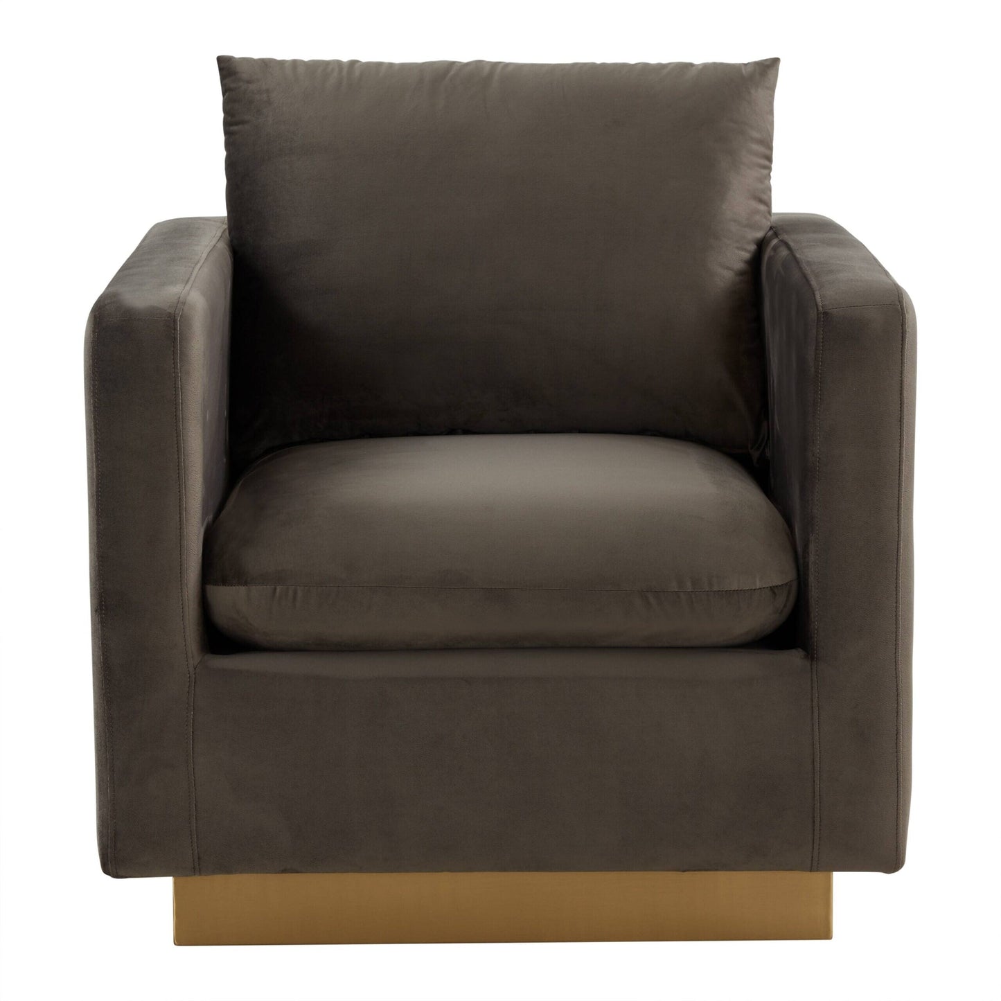 Canapé 1 place moderne en velours Nervo, fauteuil d'appoint avec base carrée en acier inoxydable doré pour salon et chambre - 32,67
