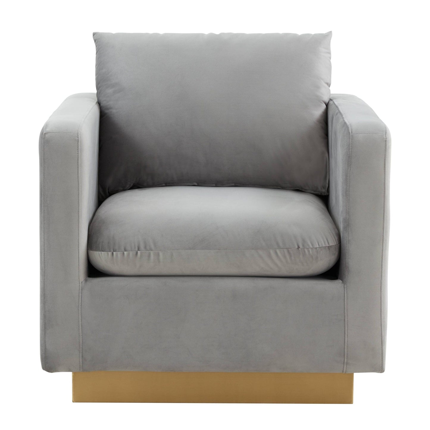 Canapé 1 place moderne en velours Nervo, fauteuil d'appoint avec base carrée en acier inoxydable doré pour salon et chambre - 32,67