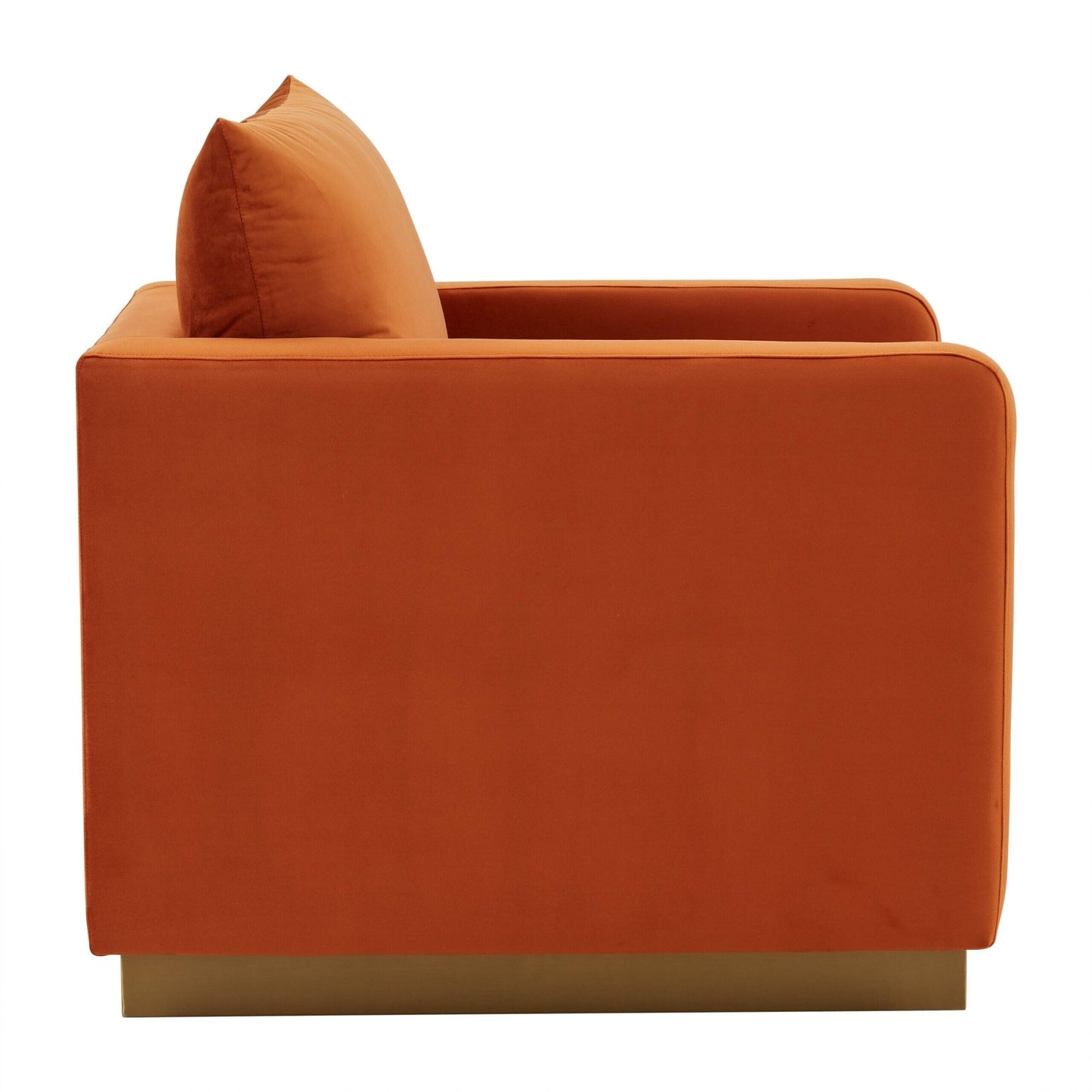 Canapé 1 place moderne en velours Nervo, fauteuil d'appoint avec base carrée en acier inoxydable doré pour salon et chambre - 32,67