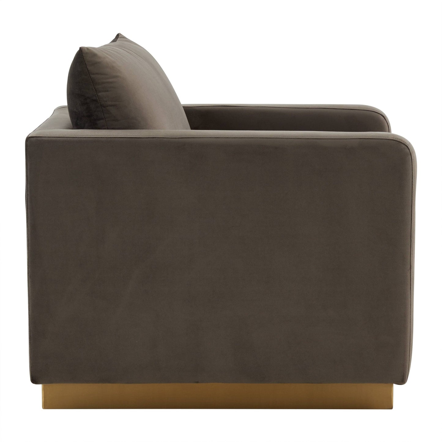 Canapé 1 place moderne en velours Nervo, fauteuil d'appoint avec base carrée en acier inoxydable doré pour salon et chambre - 32,67